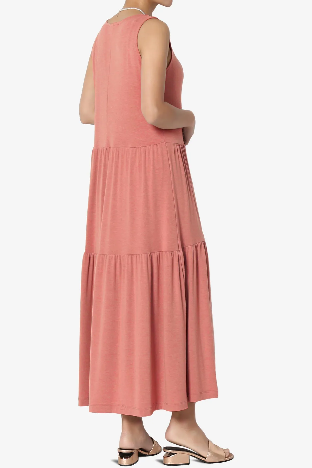 Macie Sleeveless Tiered Jersey Long Midi Dress PLUS