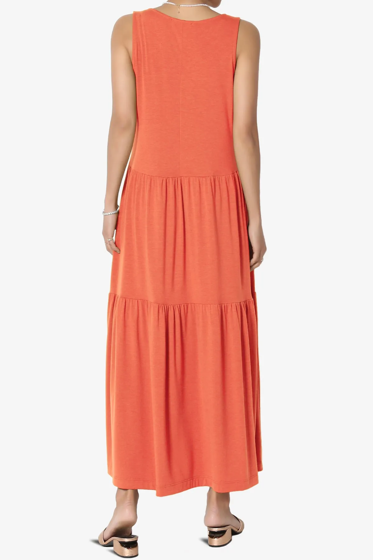 Macie Sleeveless Tiered Jersey Long Midi Dress PLUS