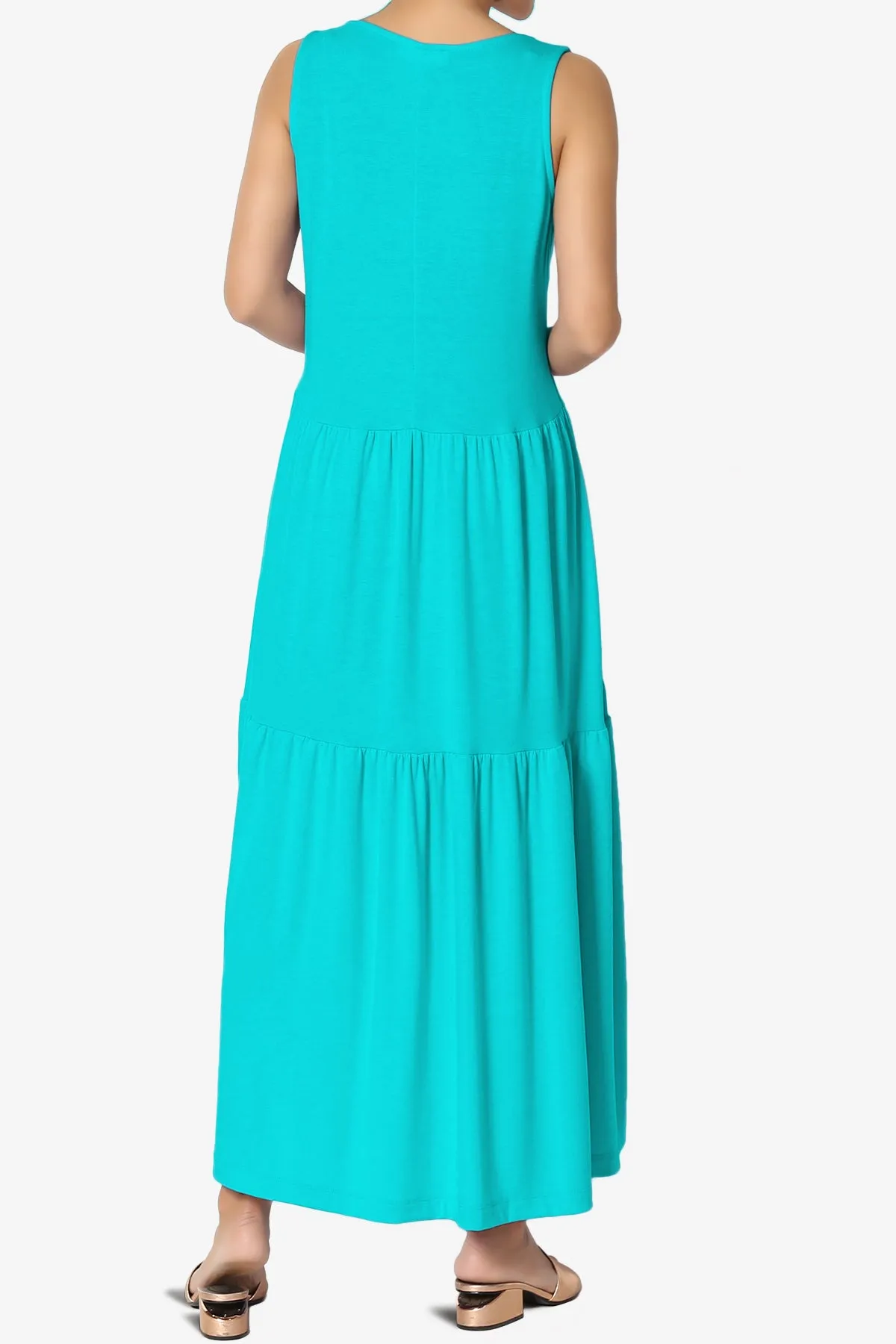 Macie Sleeveless Tiered Jersey Long Midi Dress PLUS