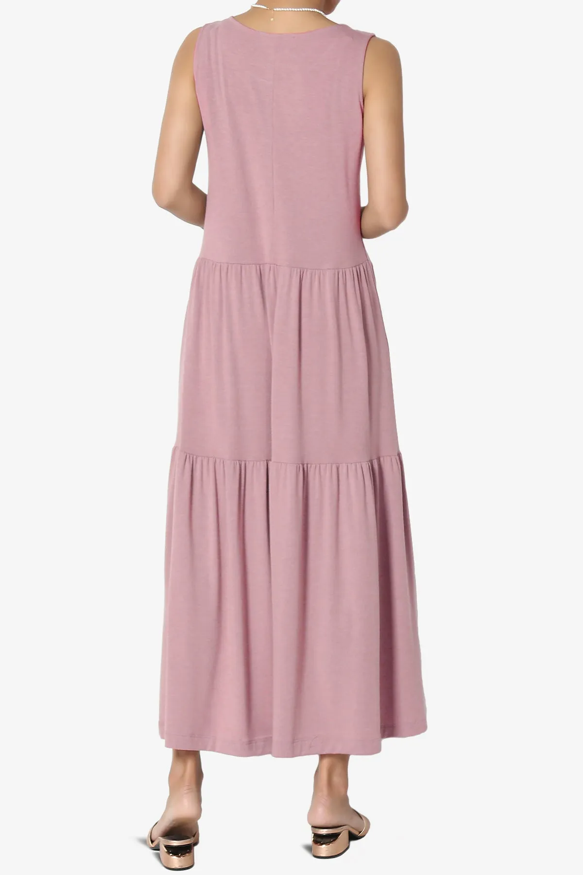 Macie Sleeveless Tiered Jersey Long Midi Dress PLUS