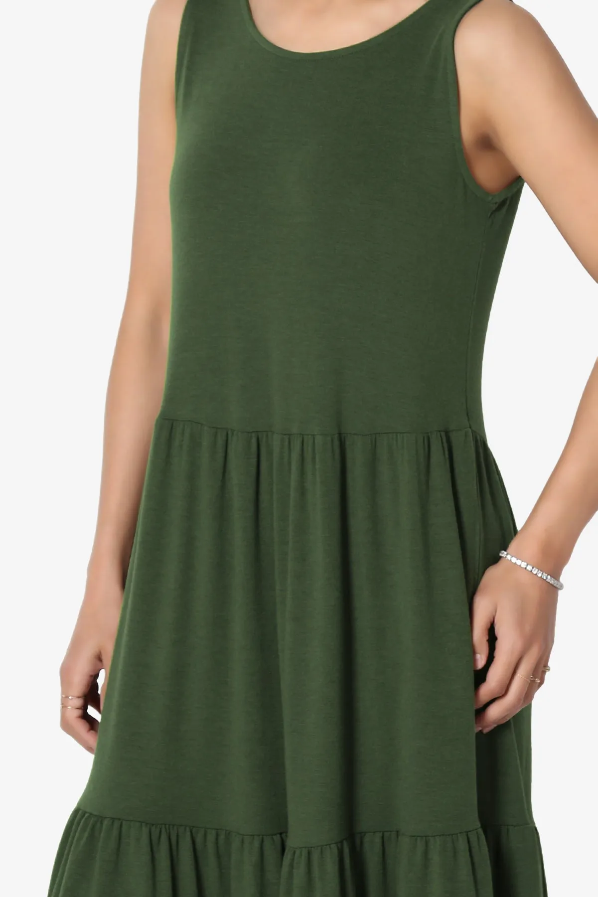 Macie Sleeveless Tiered Jersey Long Midi Dress PLUS