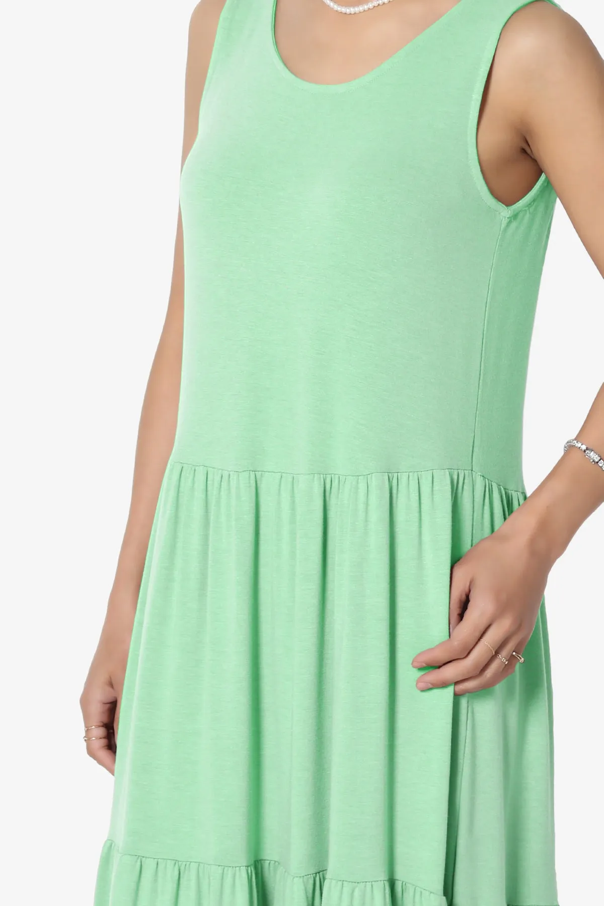 Macie Sleeveless Tiered Jersey Long Midi Dress PLUS
