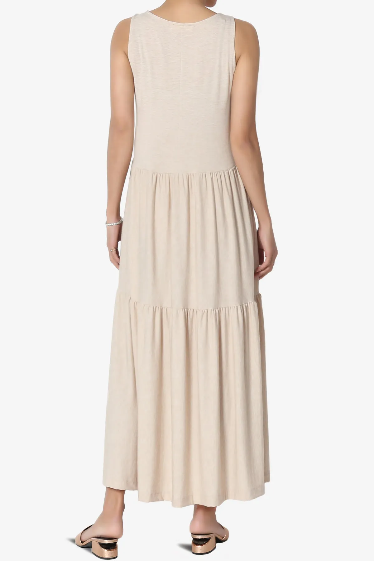 Macie Sleeveless Tiered Jersey Long Midi Dress PLUS