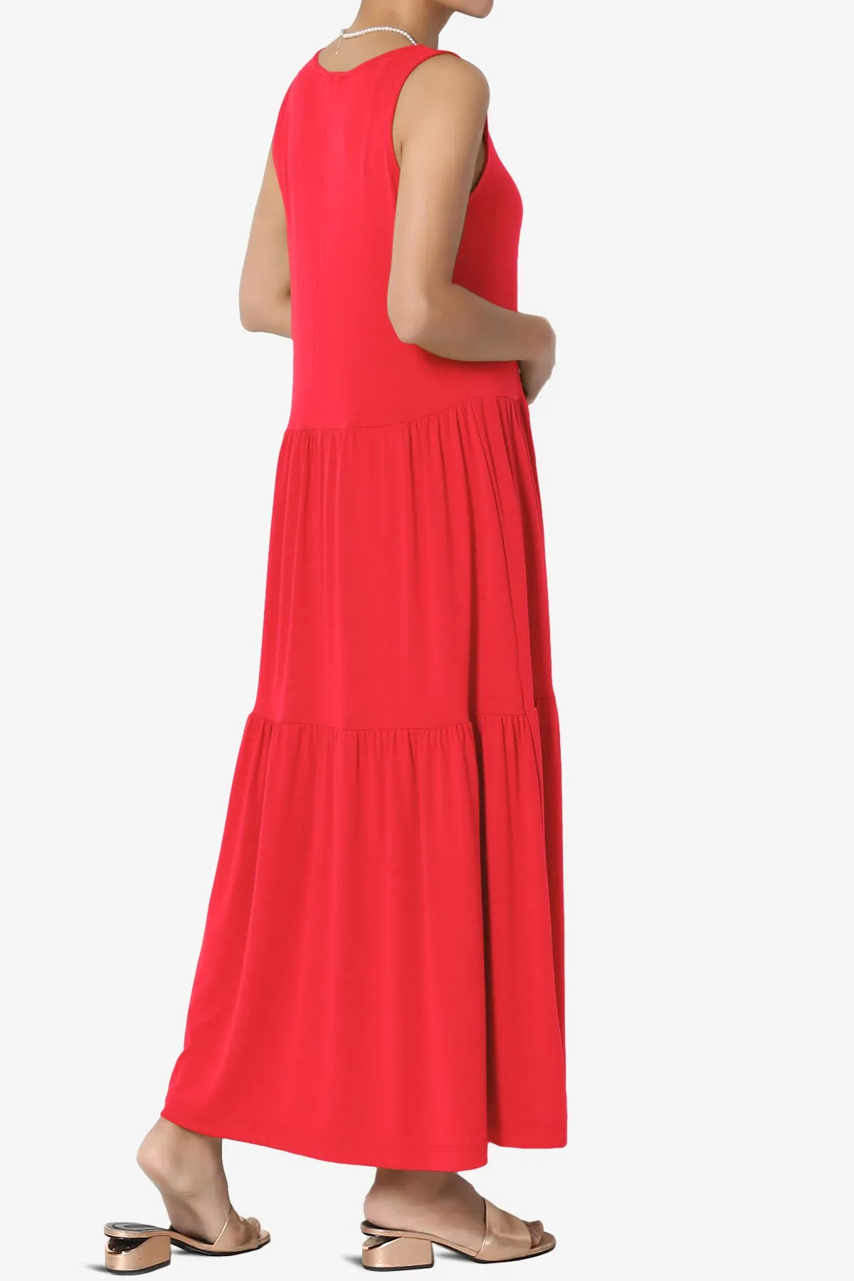 Macie Sleeveless Tiered Jersey Long Midi Dress PLUS
