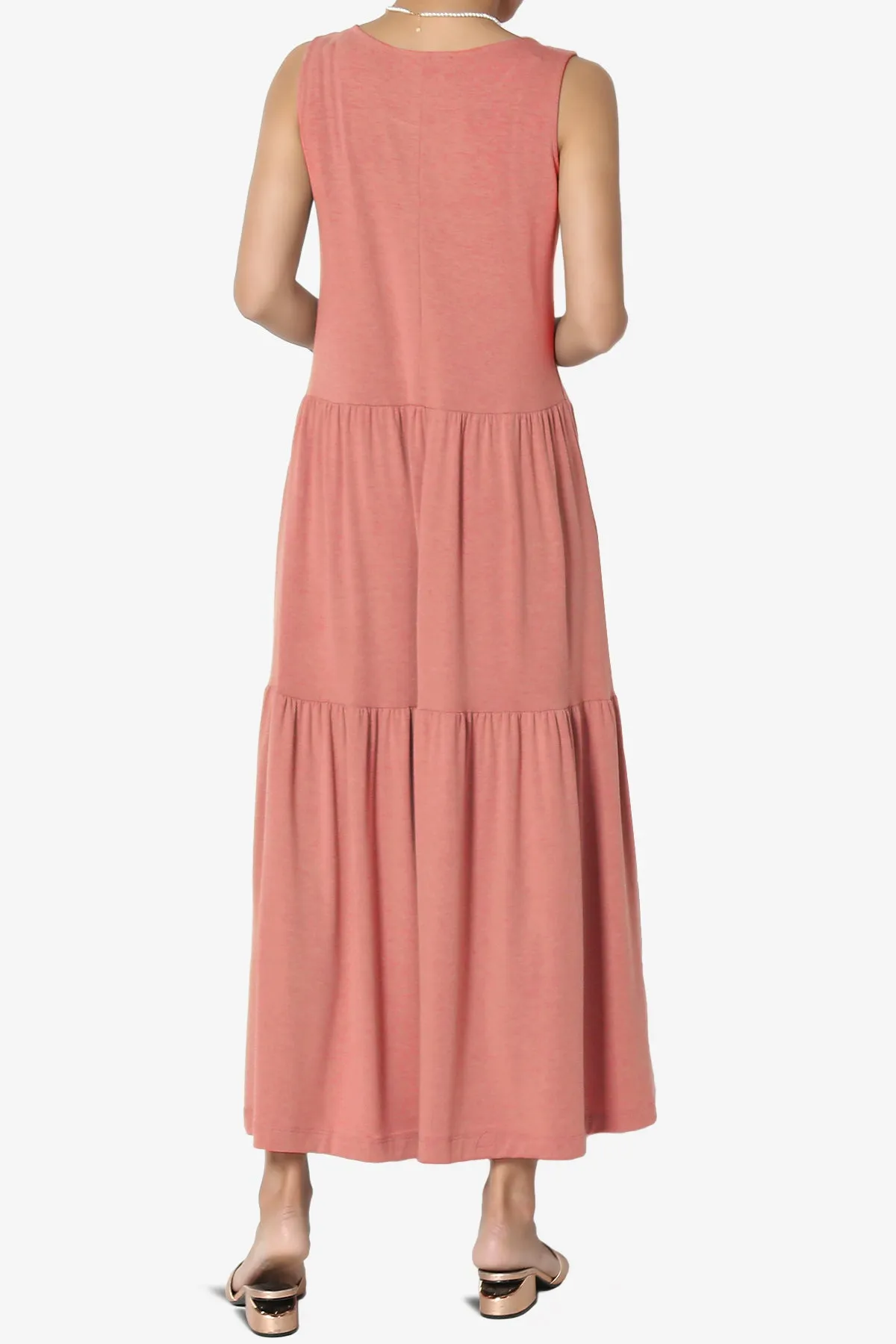 Macie Sleeveless Tiered Jersey Long Midi Dress PLUS