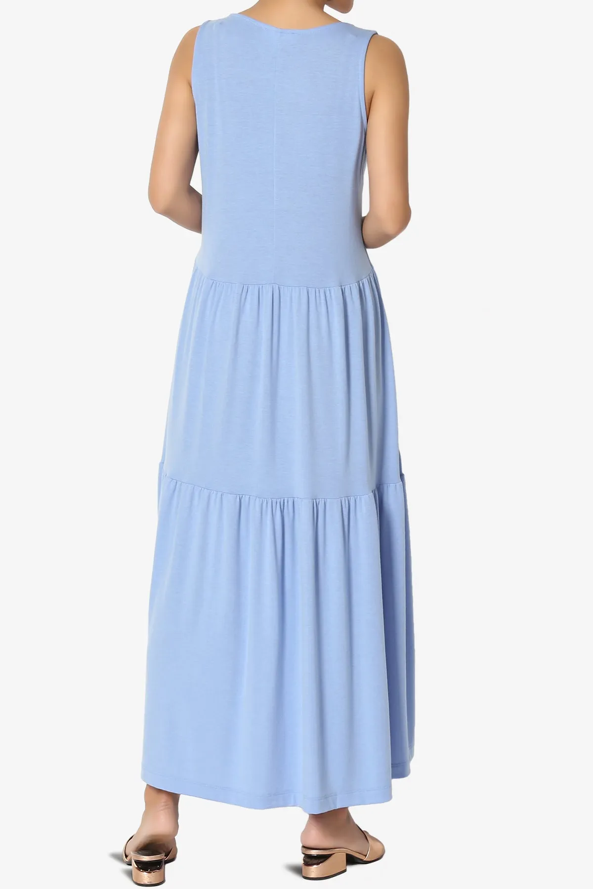 Macie Sleeveless Tiered Jersey Long Midi Dress PLUS