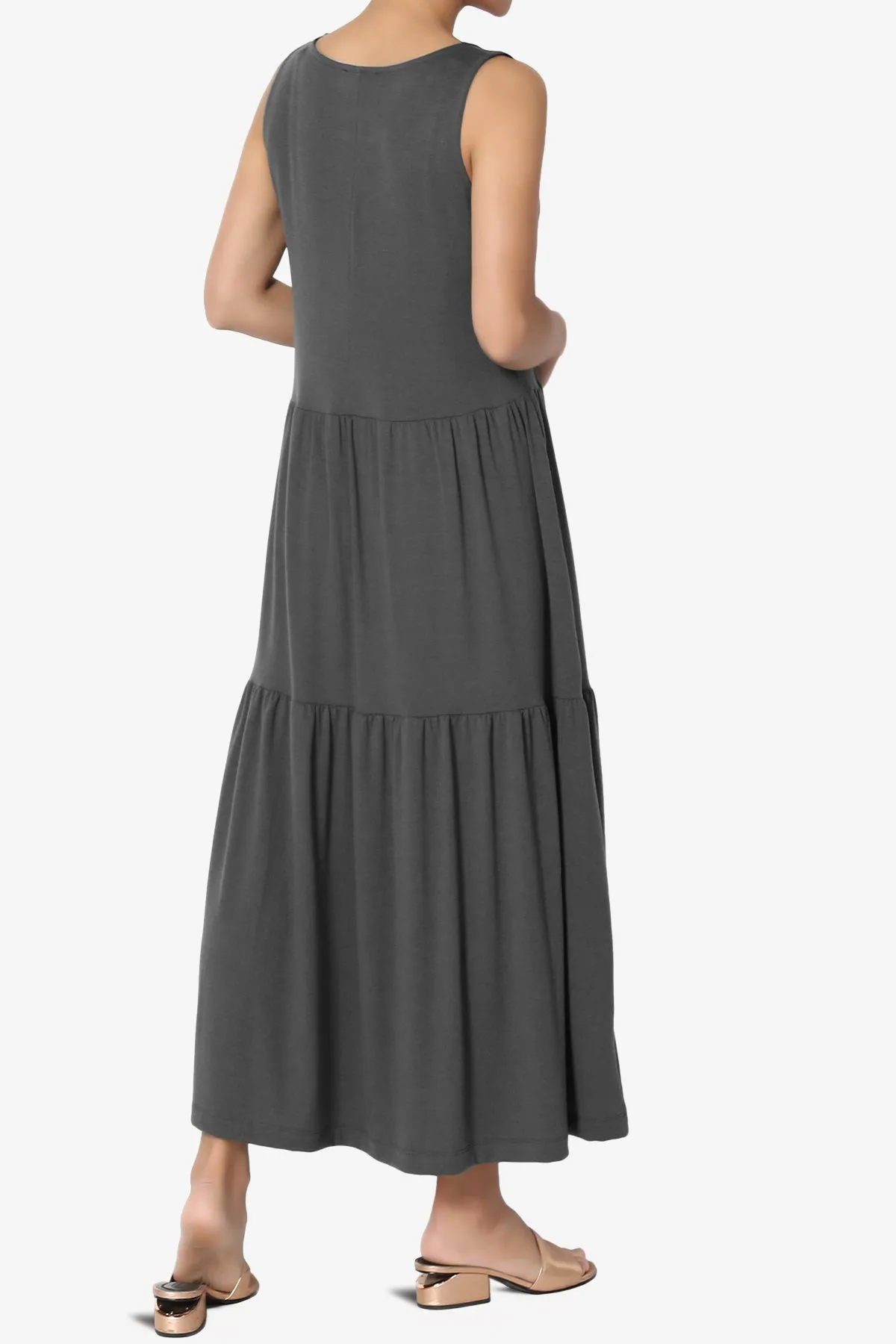 Macie Sleeveless Tiered Jersey Long Midi Dress PLUS