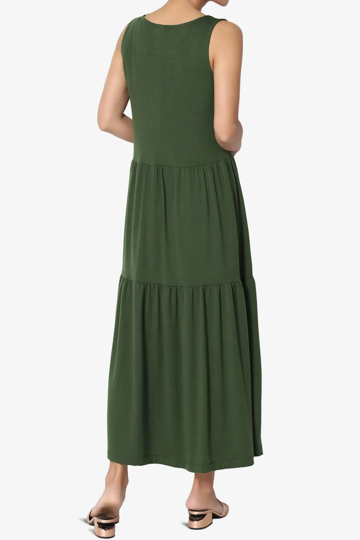 Macie Sleeveless Tiered Jersey Long Midi Dress PLUS