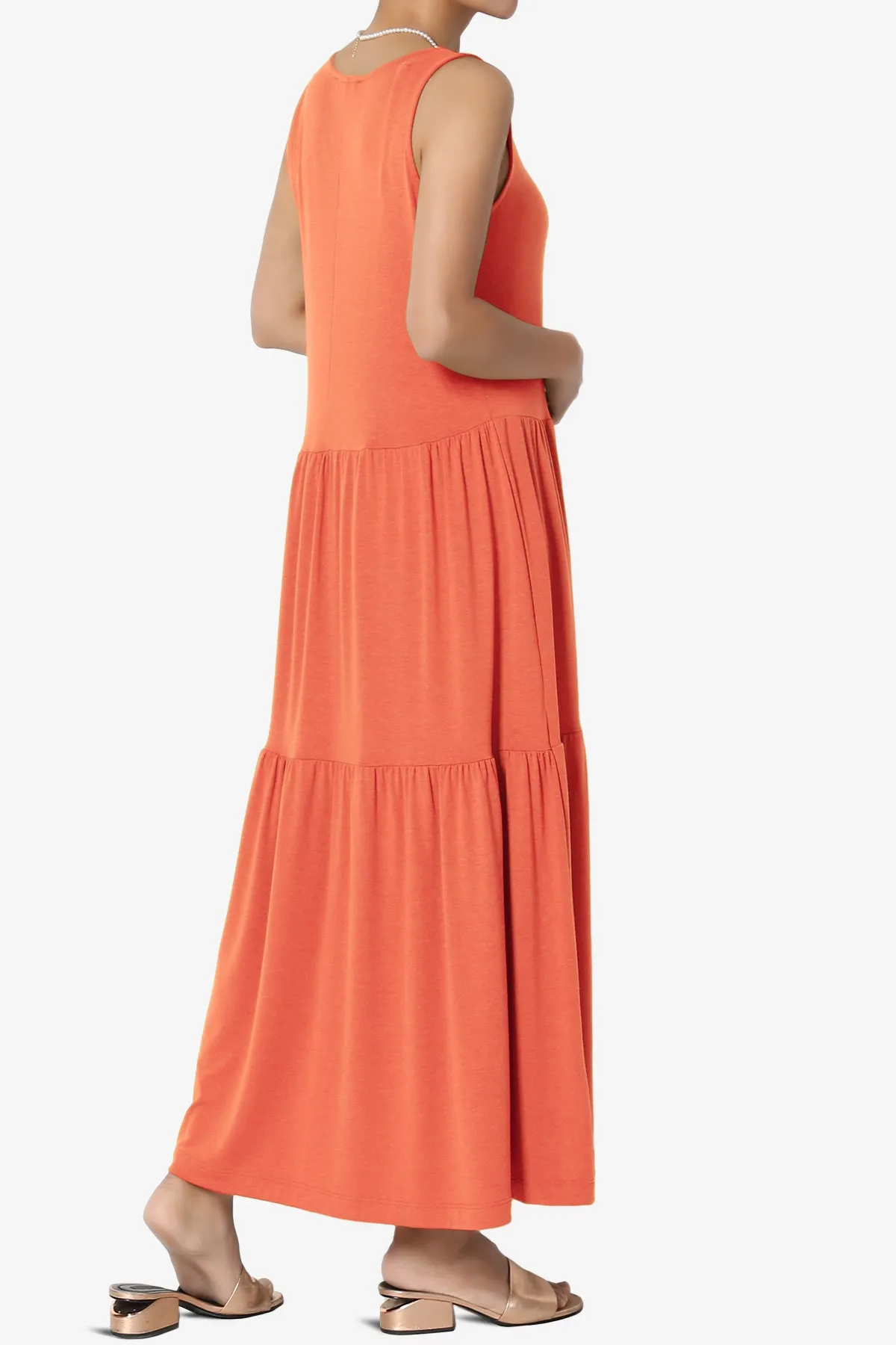 Macie Sleeveless Tiered Jersey Long Midi Dress PLUS