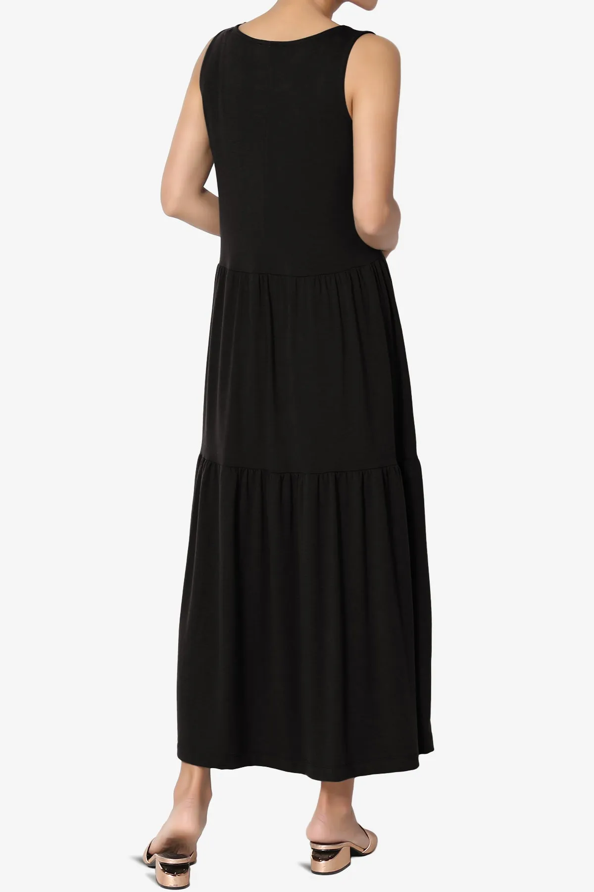 Macie Sleeveless Tiered Jersey Long Midi Dress PLUS