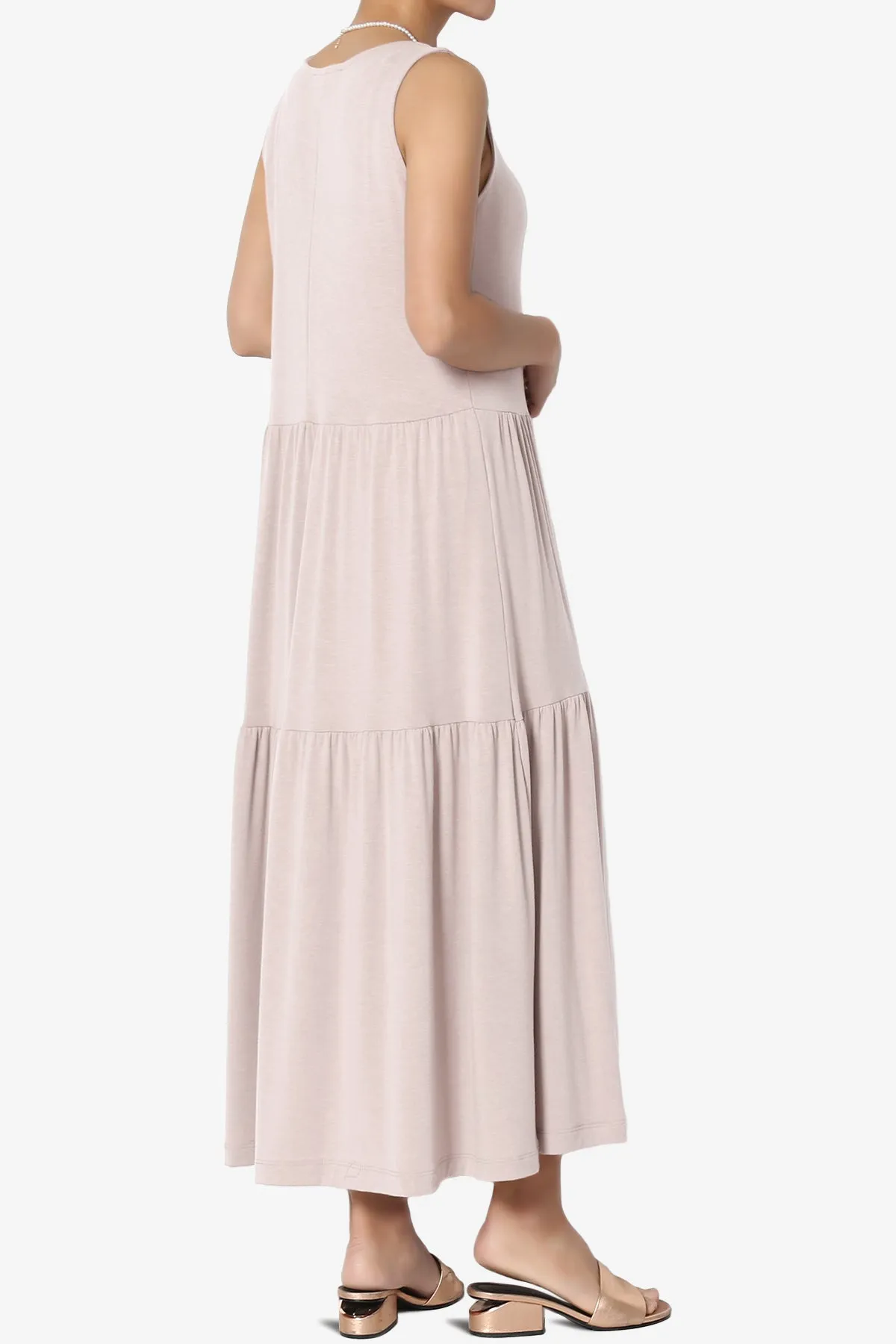 Macie Sleeveless Tiered Jersey Long Midi Dress PLUS