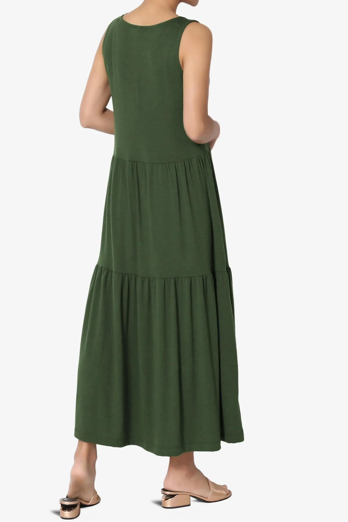Macie Sleeveless Tiered Jersey Long Midi Dress PLUS
