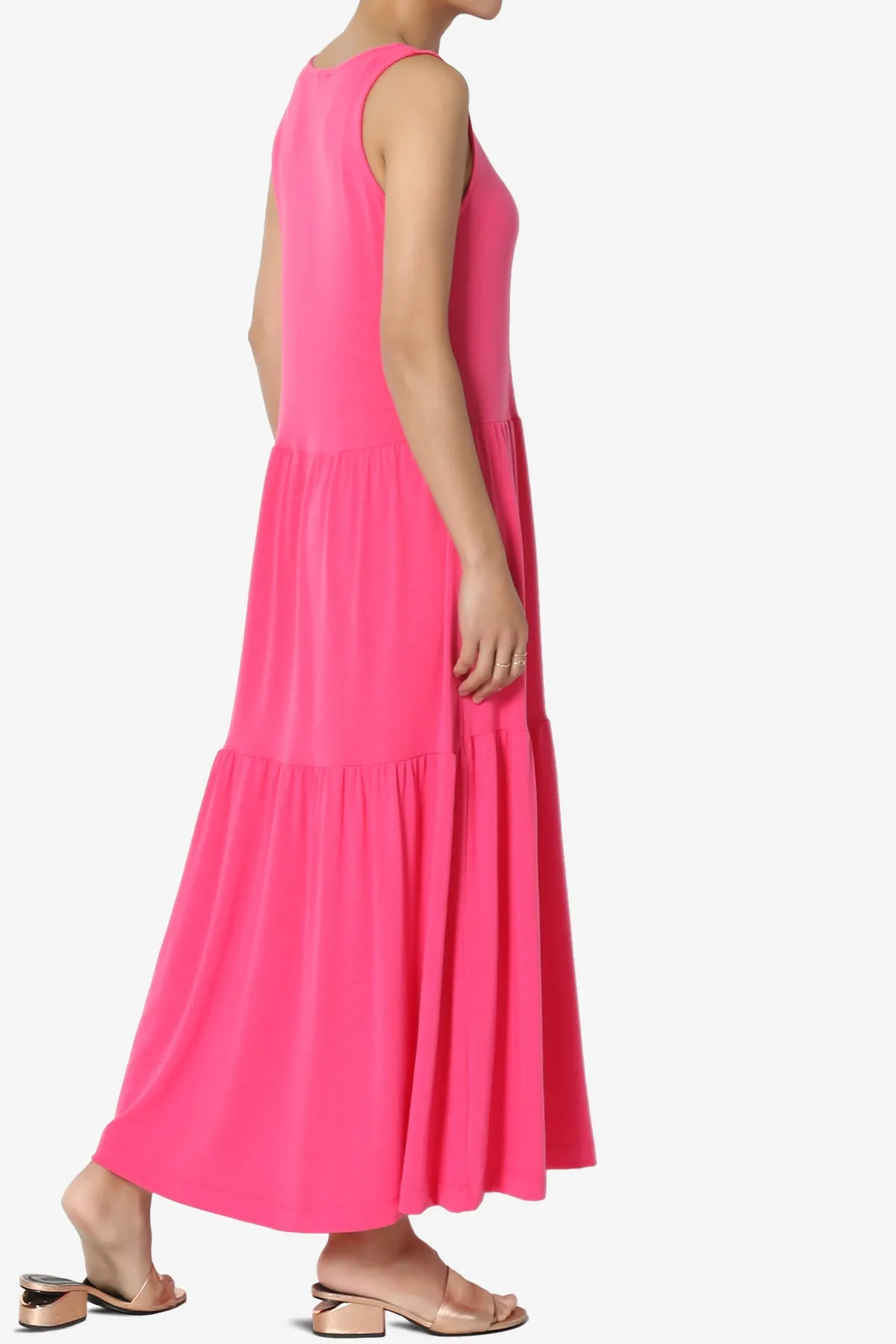 Macie Sleeveless Tiered Jersey Long Midi Dress PLUS