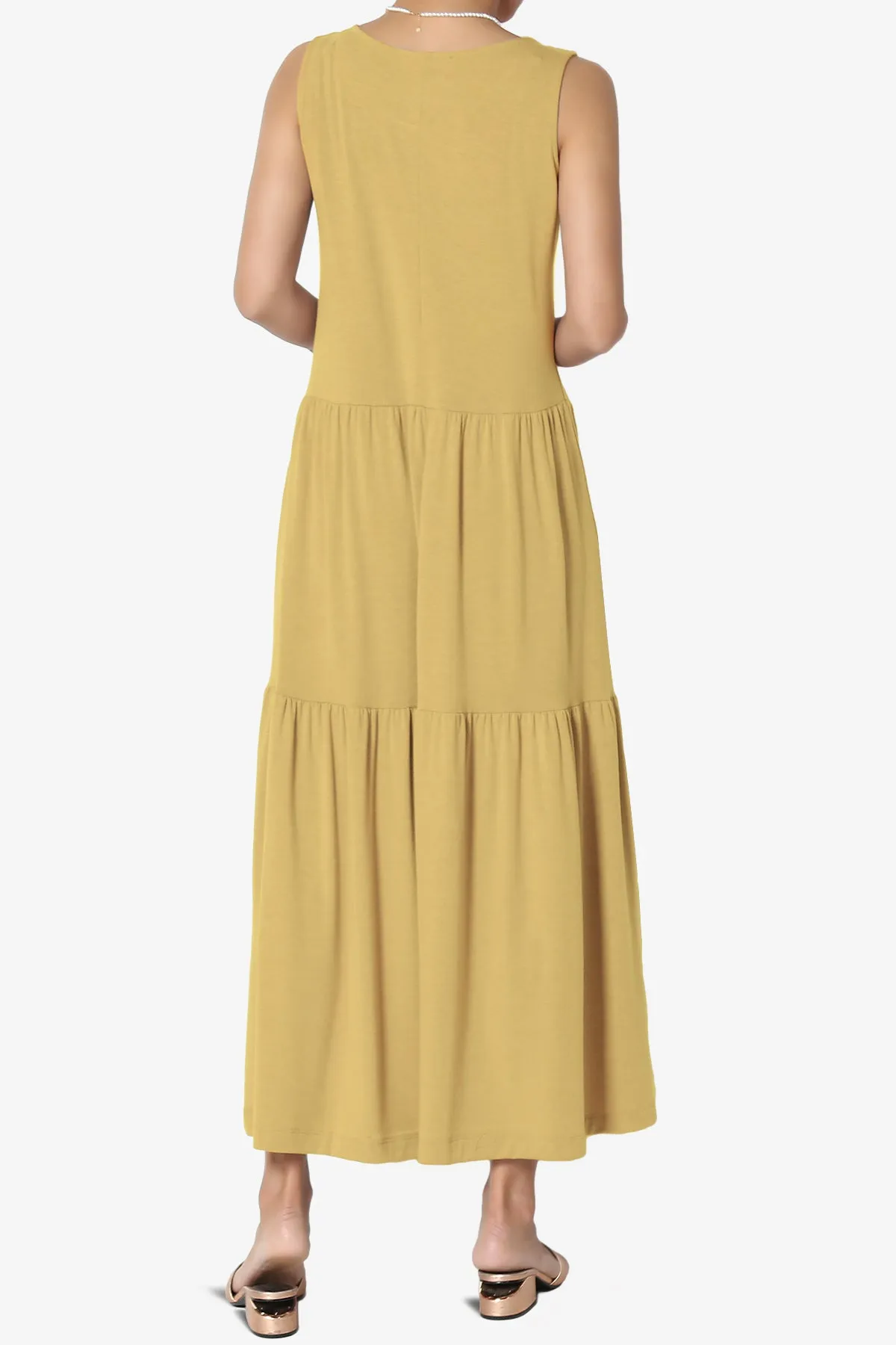 Macie Sleeveless Tiered Jersey Long Midi Dress PLUS