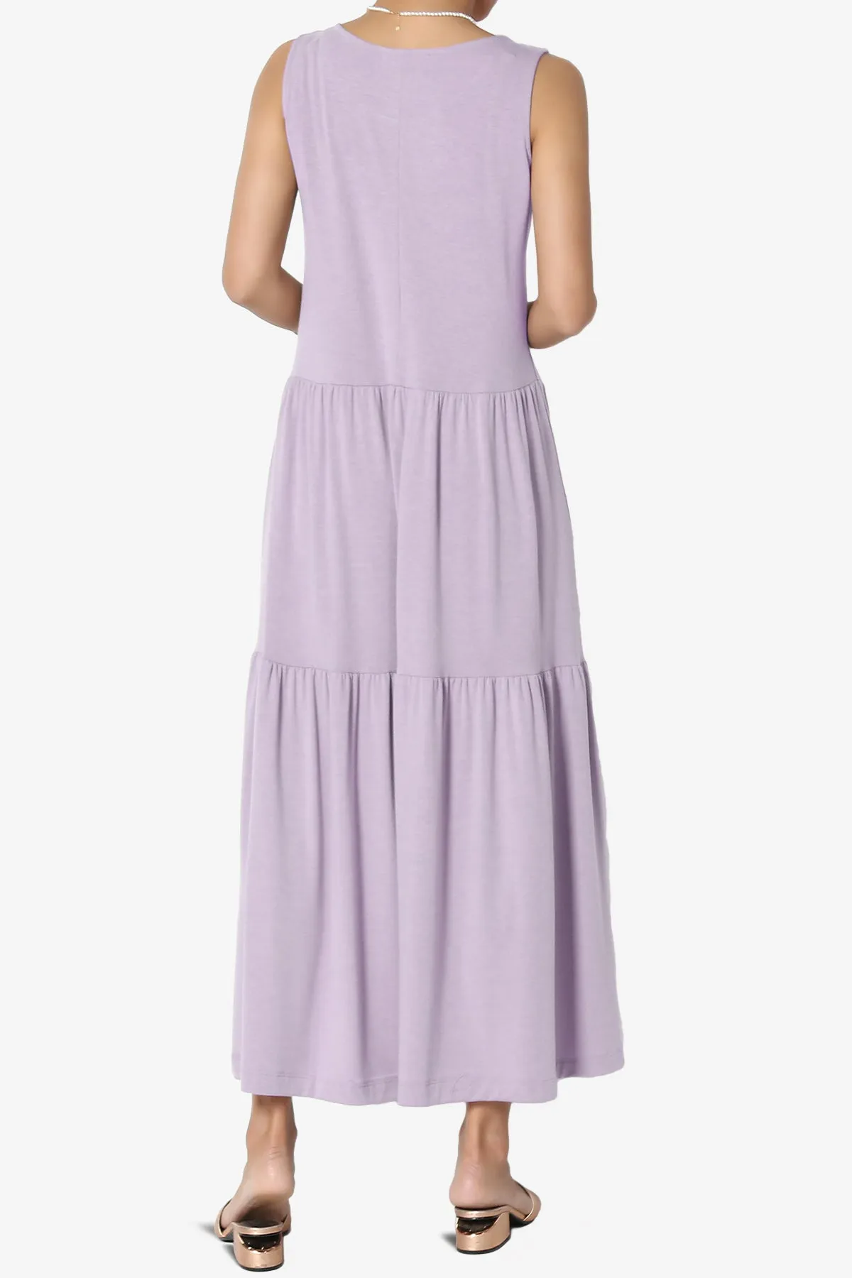 Macie Sleeveless Tiered Jersey Long Midi Dress PLUS