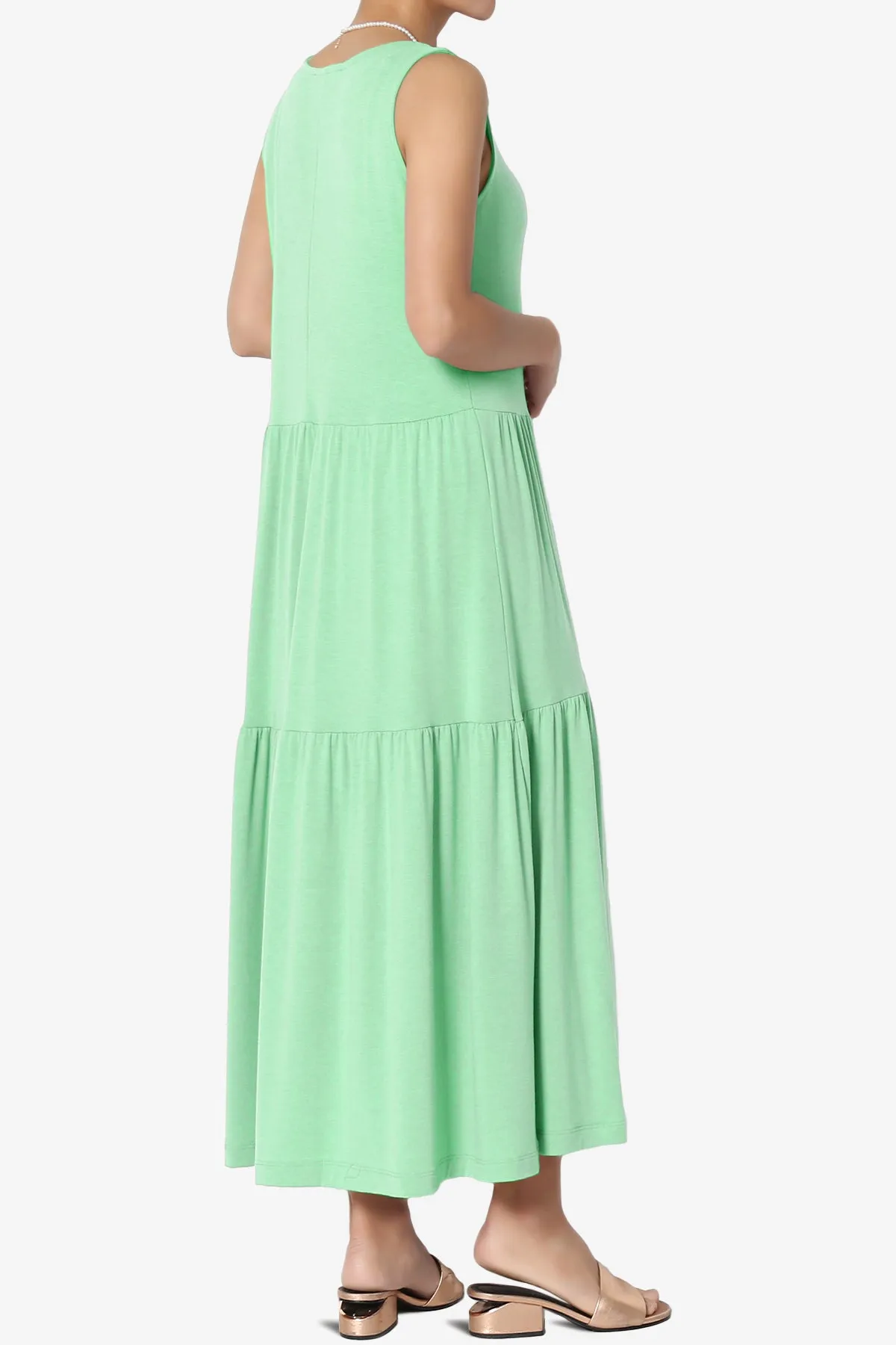 Macie Sleeveless Tiered Jersey Long Midi Dress PLUS
