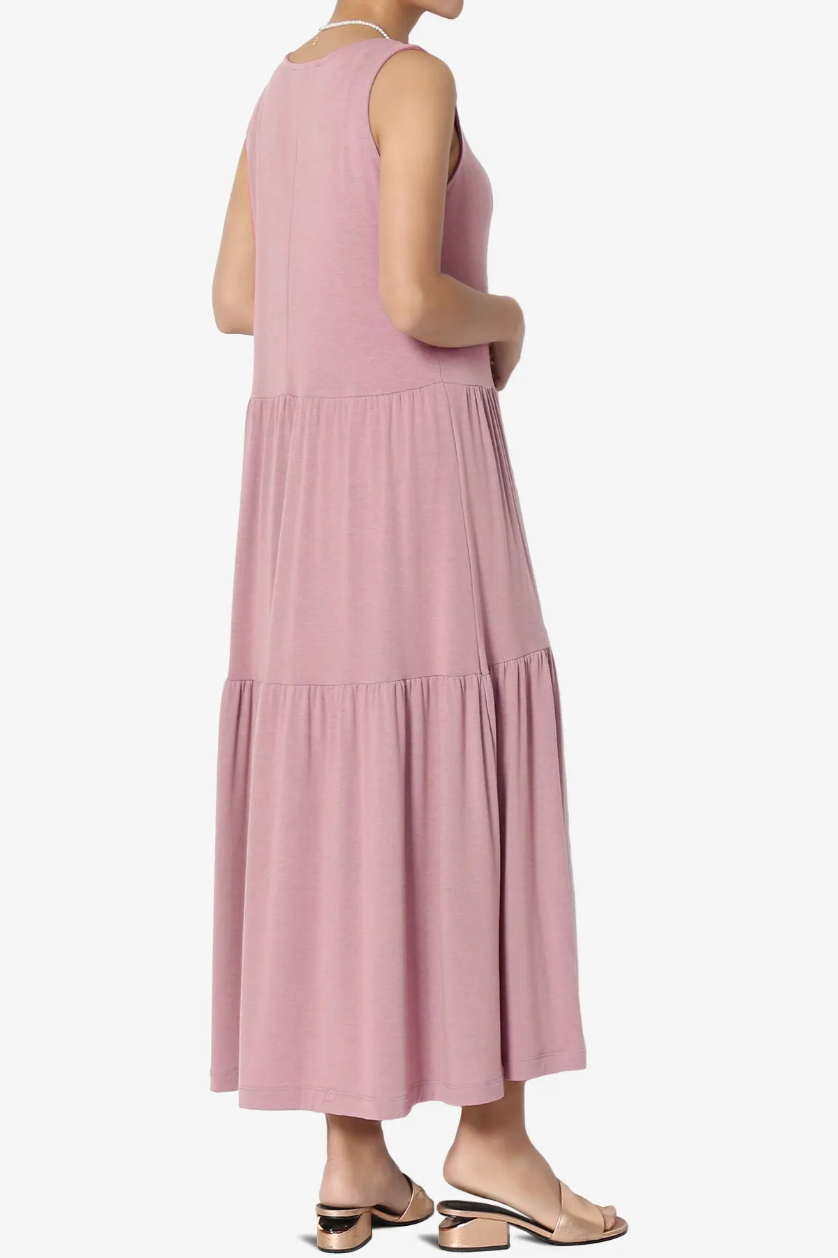 Macie Sleeveless Tiered Jersey Long Midi Dress PLUS