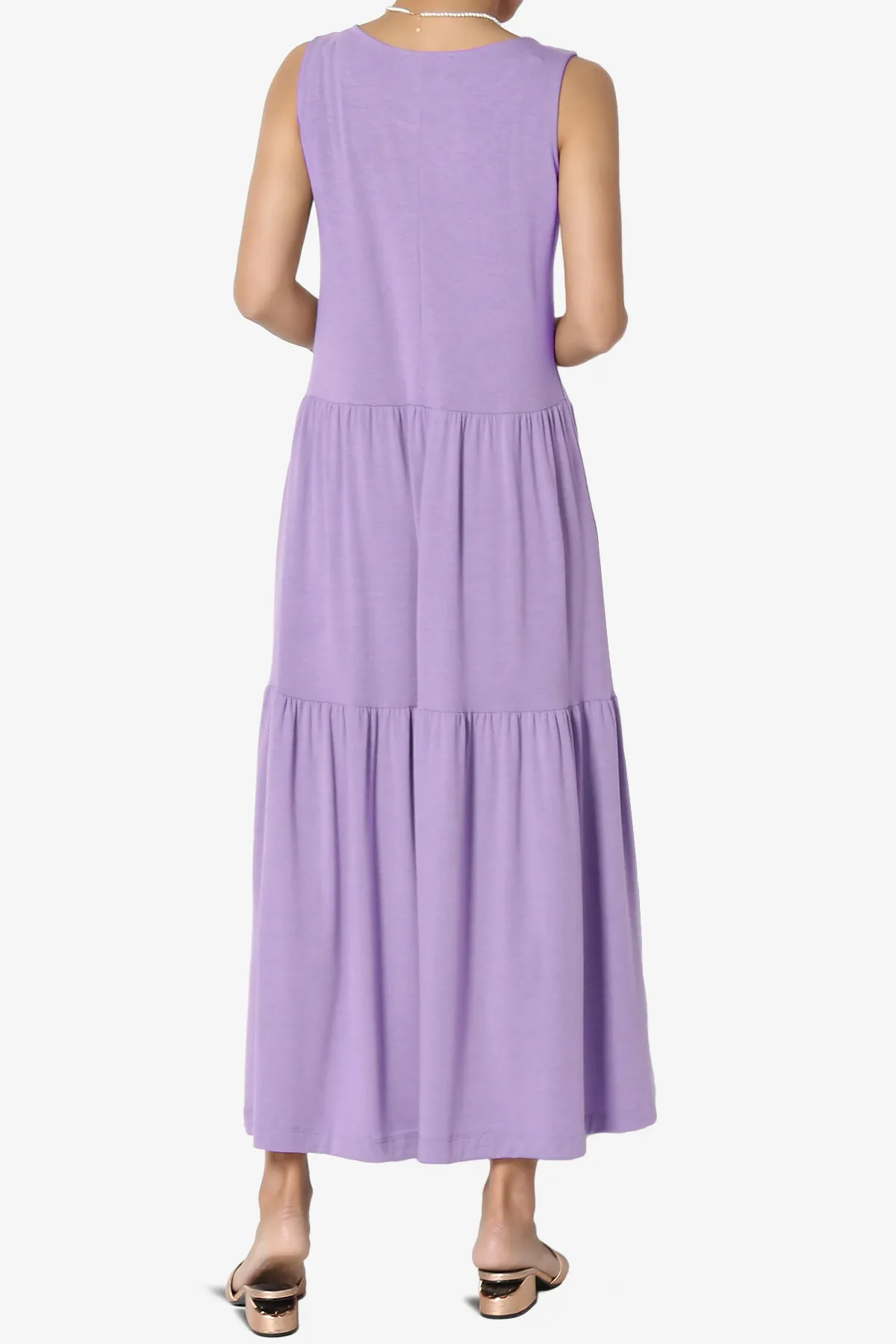 Macie Sleeveless Tiered Jersey Long Midi Dress PLUS