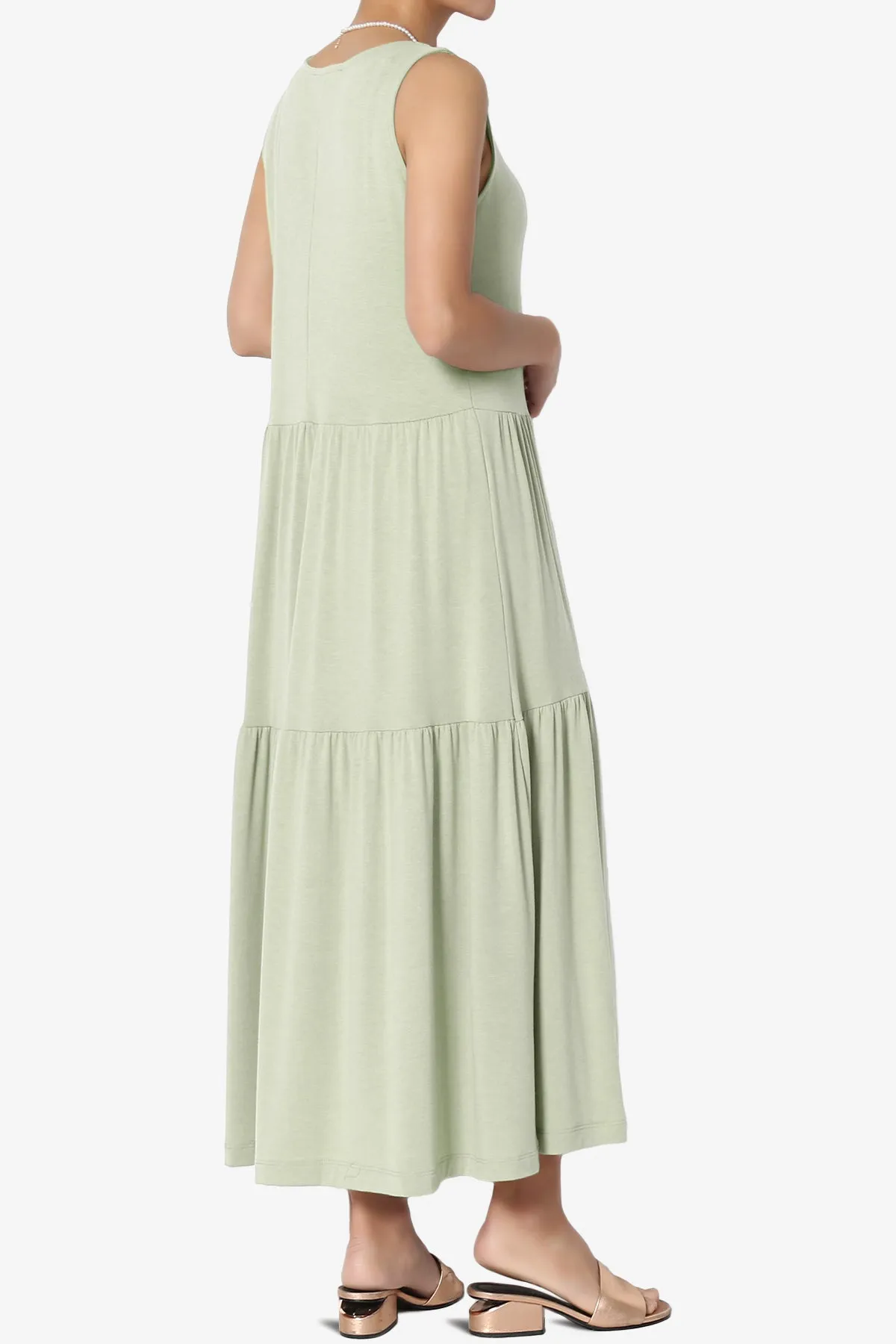Macie Sleeveless Tiered Jersey Long Midi Dress PLUS
