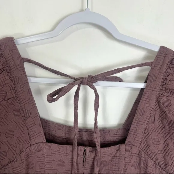 Madewell Floral Quilted Puff-Sleeve Mini Dress in Fig Purple Size Small NWT