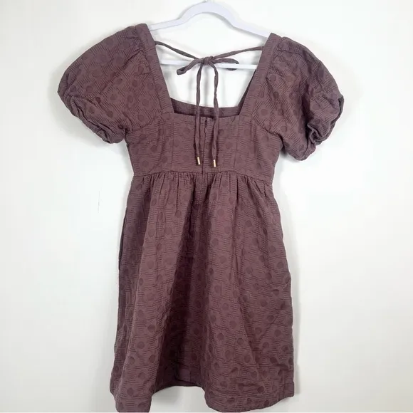 Madewell Floral Quilted Puff-Sleeve Mini Dress in Fig Purple Size Small NWT