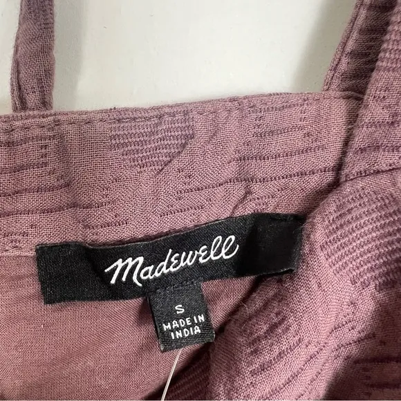 Madewell Floral Quilted Puff-Sleeve Mini Dress in Fig Purple Size Small NWT