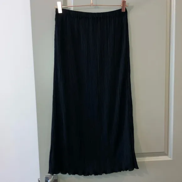 Madewell Plissé Midi Slip Skirt Black Sz XS