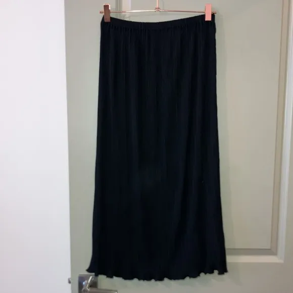 Madewell Plissé Midi Slip Skirt Black Sz XS
