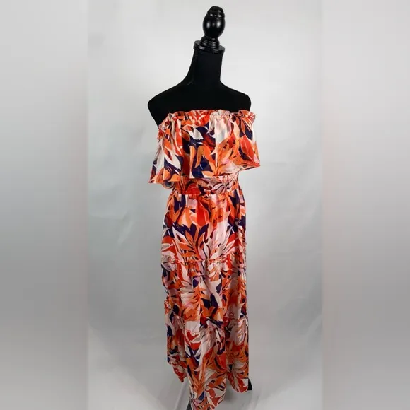 Maxi Dress Sundress Rabbit Rabbit Rabbit off shoulder 14 Petite Red Fuchsia NWT