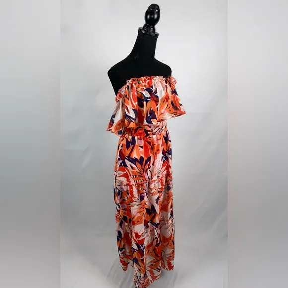 Maxi Dress Sundress Rabbit Rabbit Rabbit off shoulder 14 Petite Red Fuchsia NWT