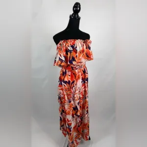 Maxi Dress Sundress Rabbit Rabbit Rabbit off shoulder 14 Petite Red Fuchsia NWT