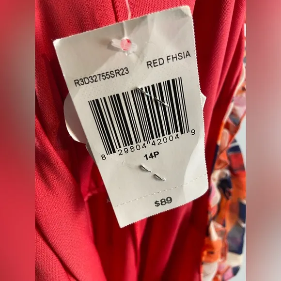 Maxi Dress Sundress Rabbit Rabbit Rabbit off shoulder 14 Petite Red Fuchsia NWT
