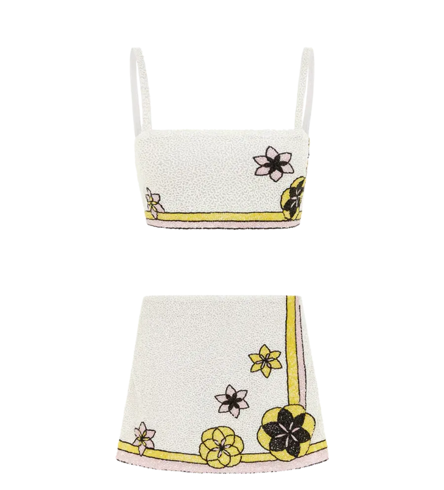 Mei Flattering Summer Luxe Co-ord Top White