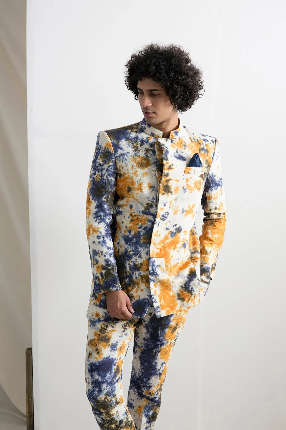 Minette - Tie & Dye Indo Western Bandhgala Jacket with Pant Set