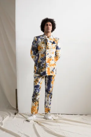 Minette - Tie & Dye Indo Western Bandhgala Jacket with Pant Set