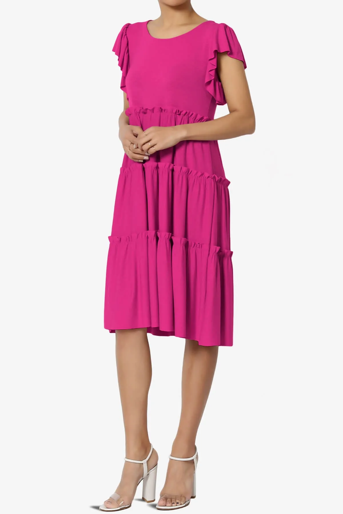 Minka Flutter Sleeve Tiered Ruffle Dress PLUS