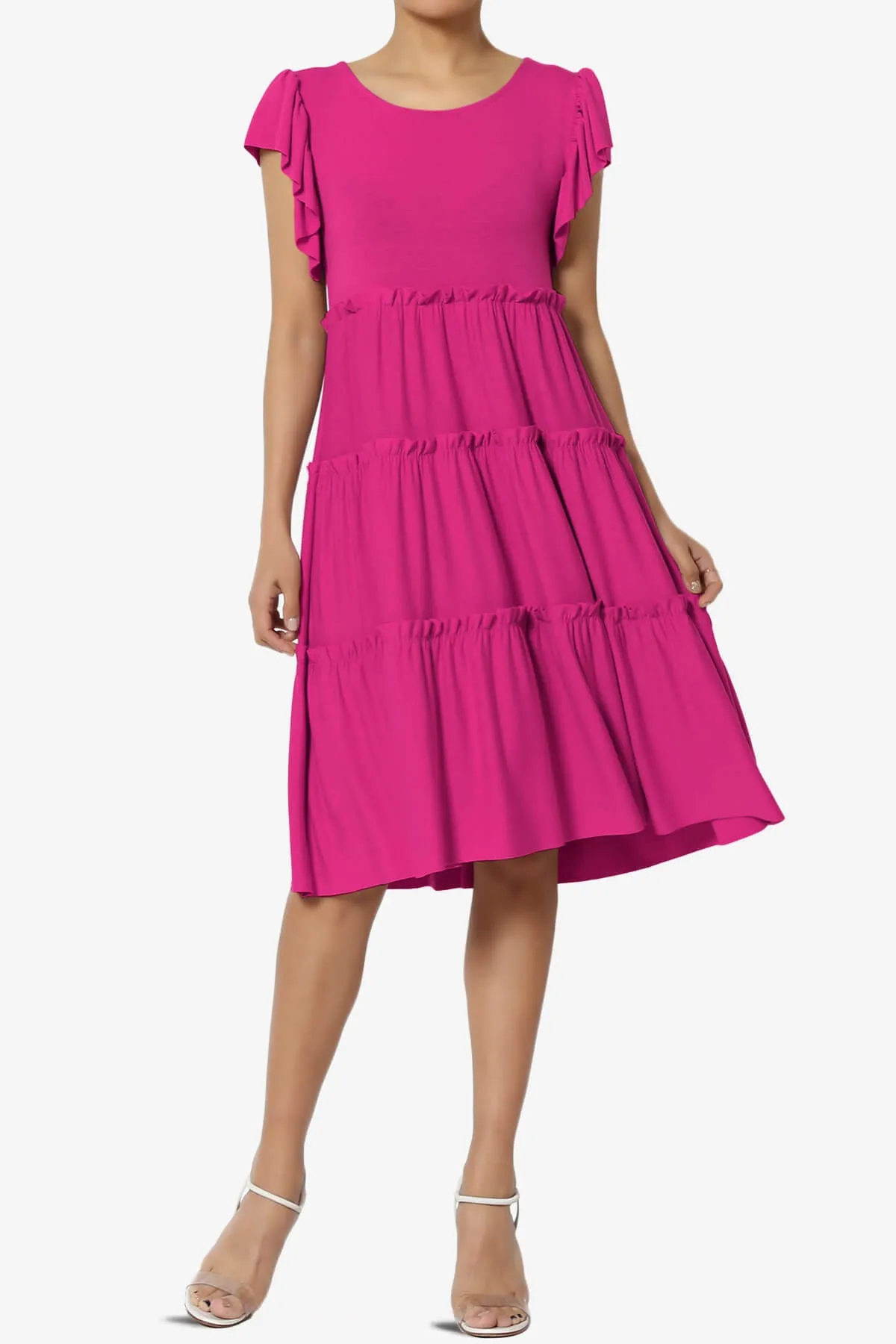 Minka Flutter Sleeve Tiered Ruffle Dress PLUS