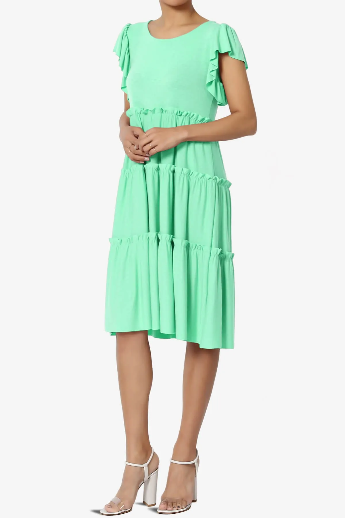 Minka Flutter Sleeve Tiered Ruffle Dress PLUS