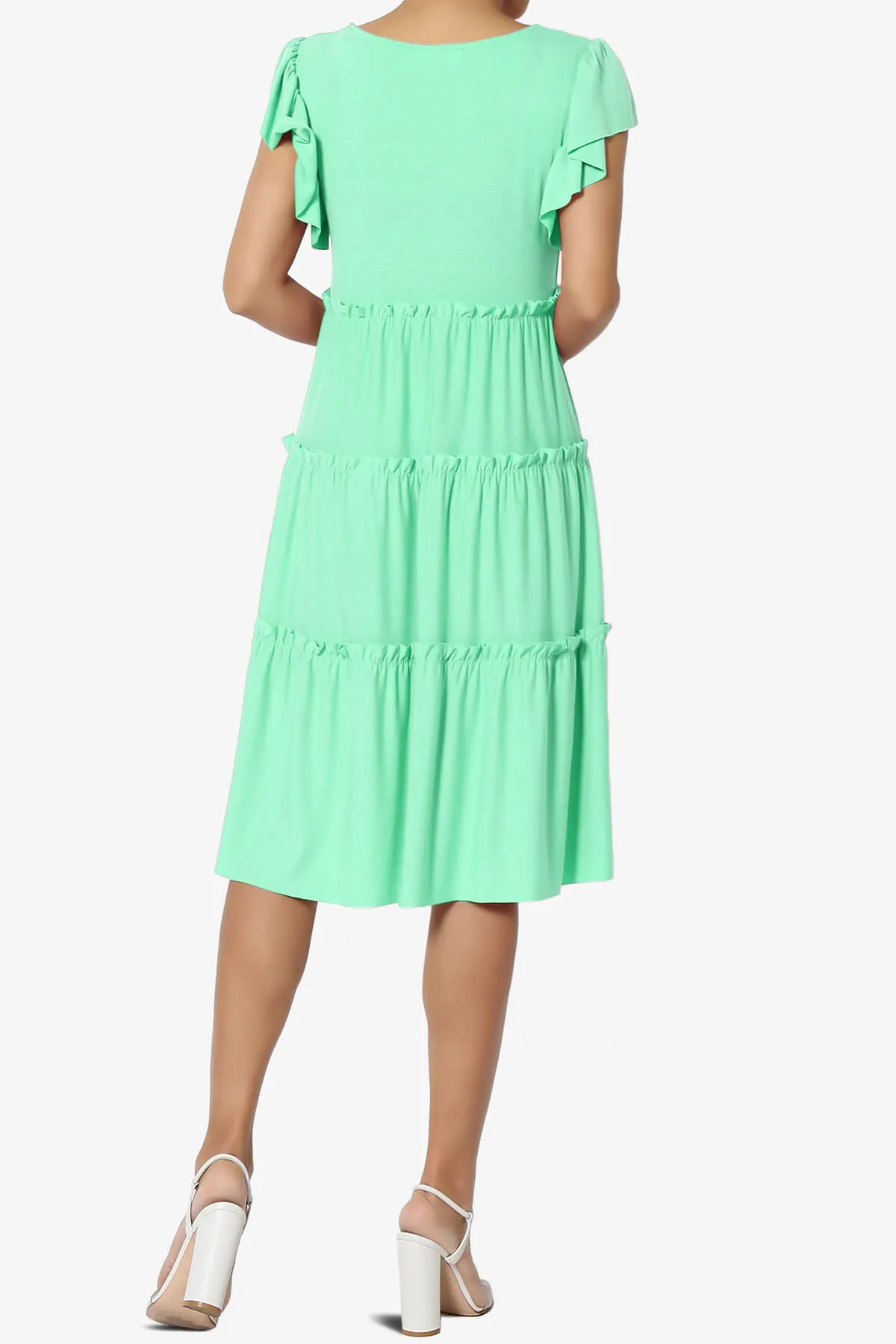 Minka Flutter Sleeve Tiered Ruffle Dress PLUS