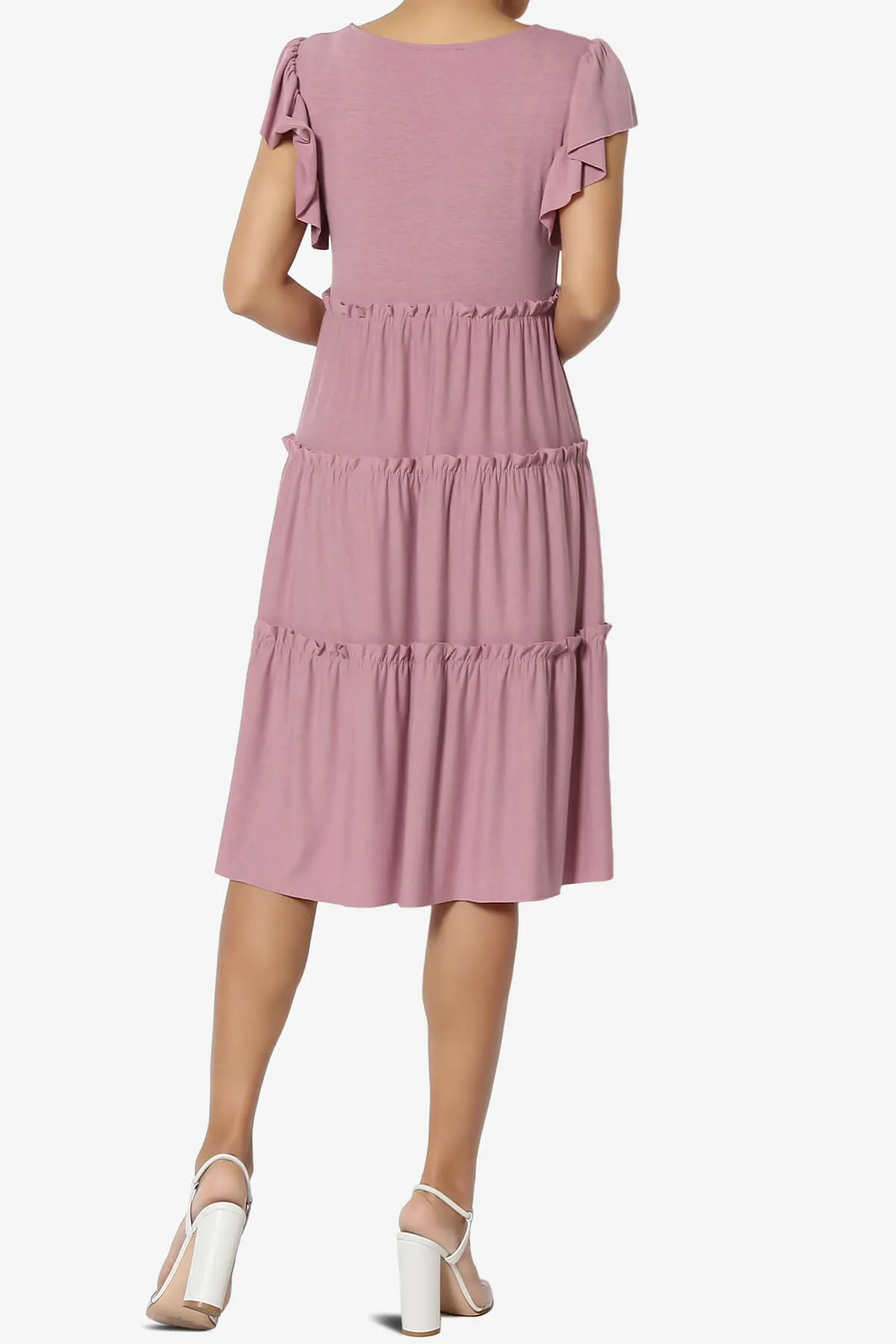Minka Flutter Sleeve Tiered Ruffle Dress PLUS