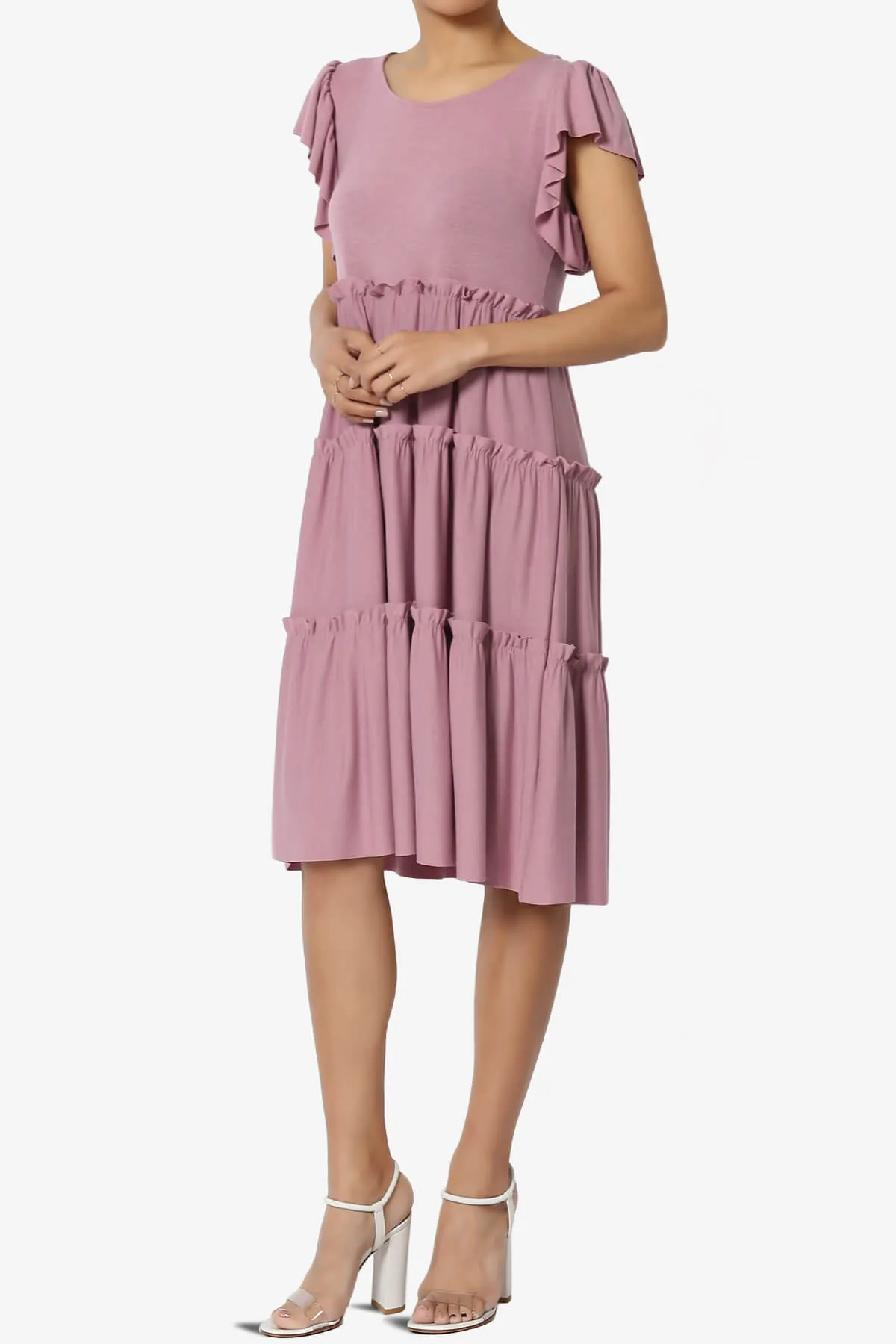 Minka Flutter Sleeve Tiered Ruffle Dress PLUS