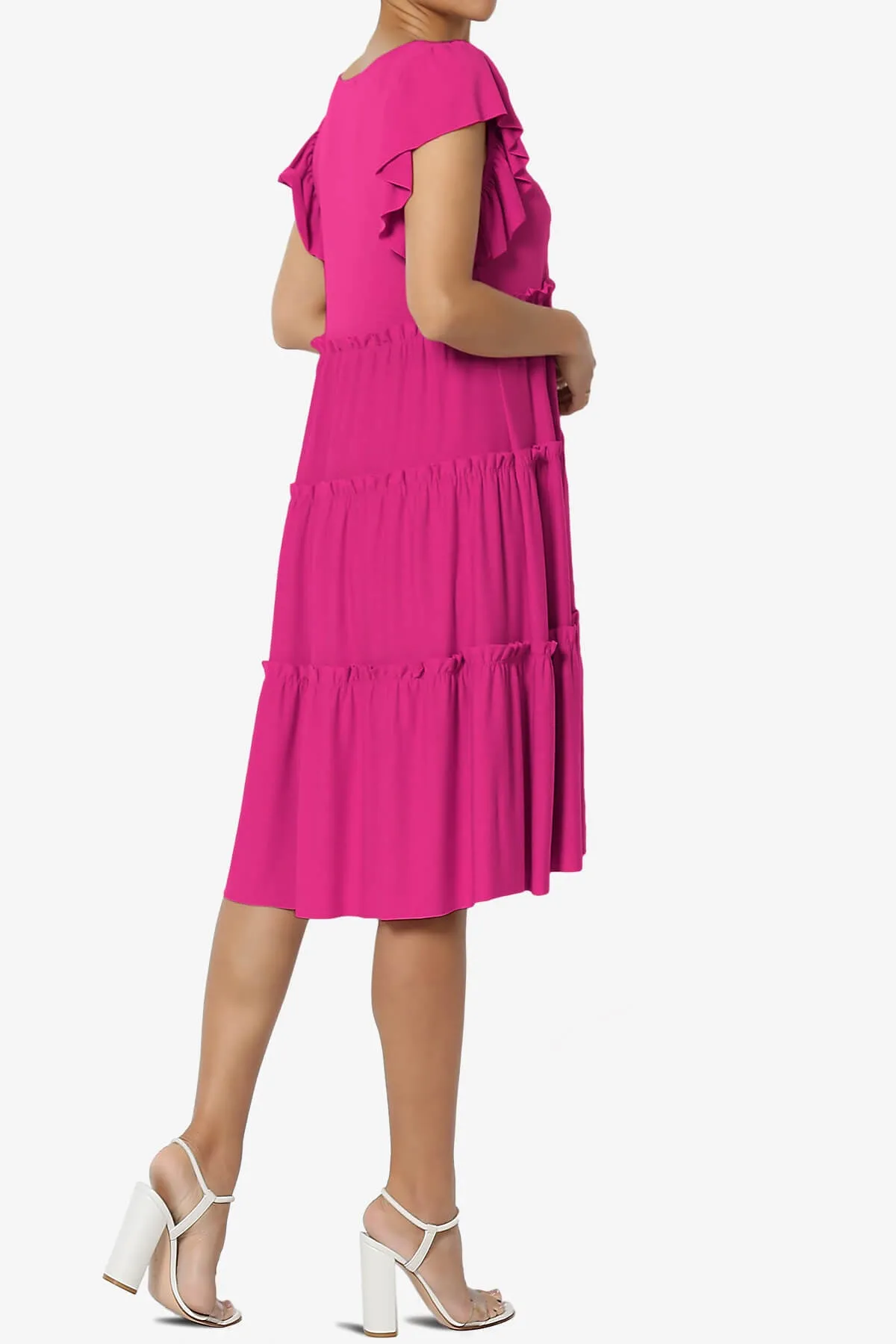 Minka Flutter Sleeve Tiered Ruffle Dress PLUS