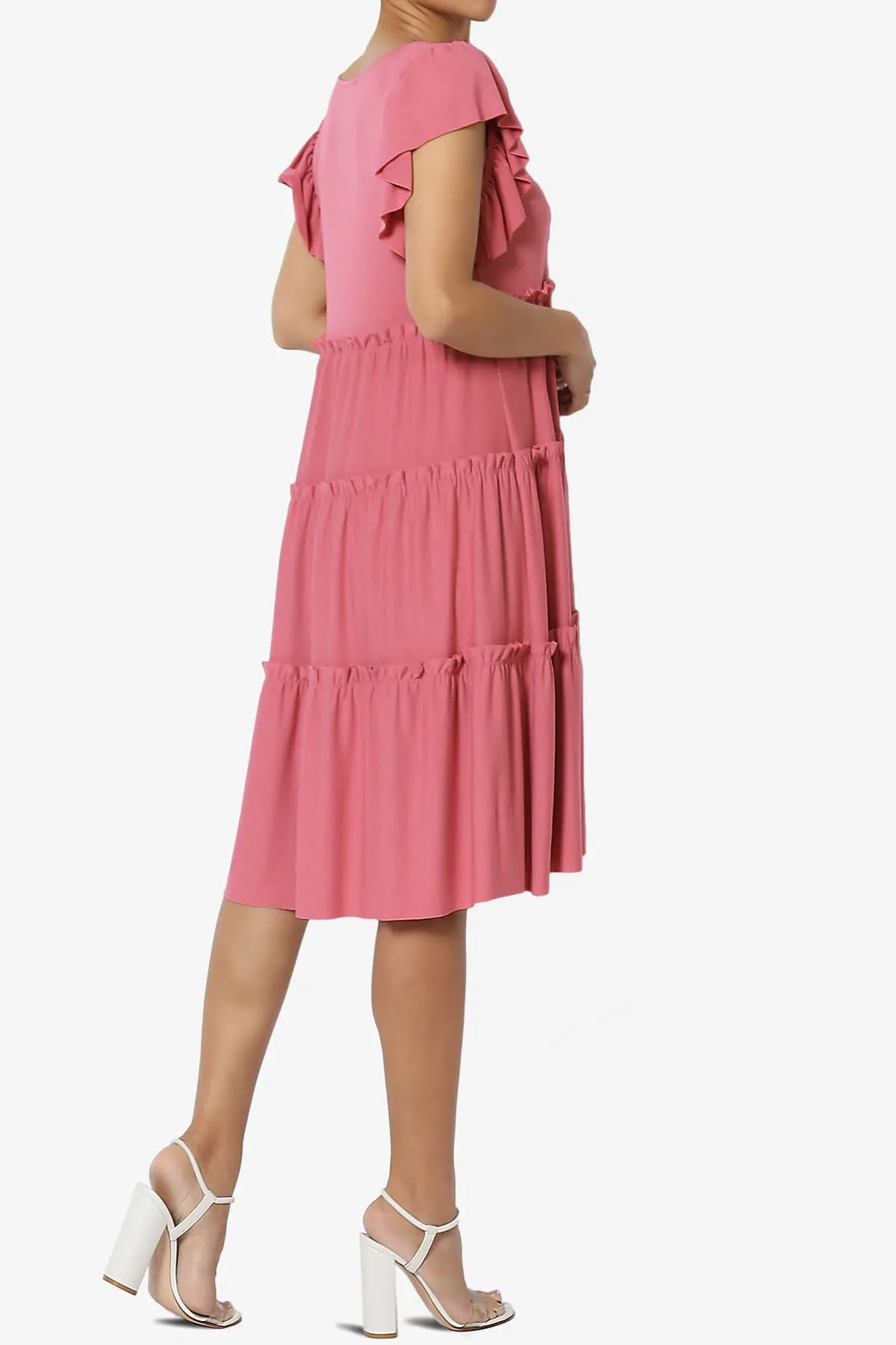 Minka Flutter Sleeve Tiered Ruffle Dress PLUS