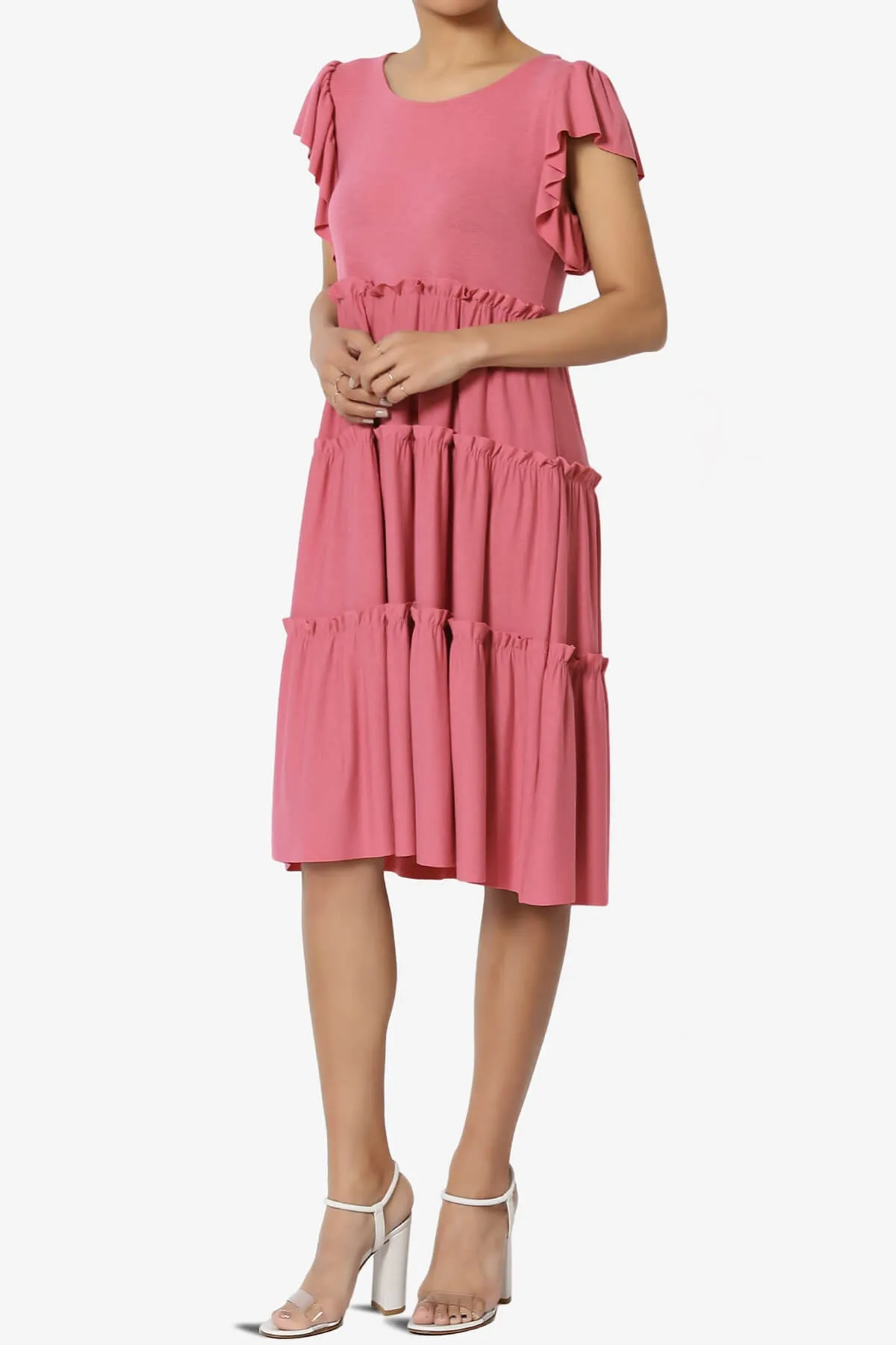 Minka Flutter Sleeve Tiered Ruffle Dress PLUS