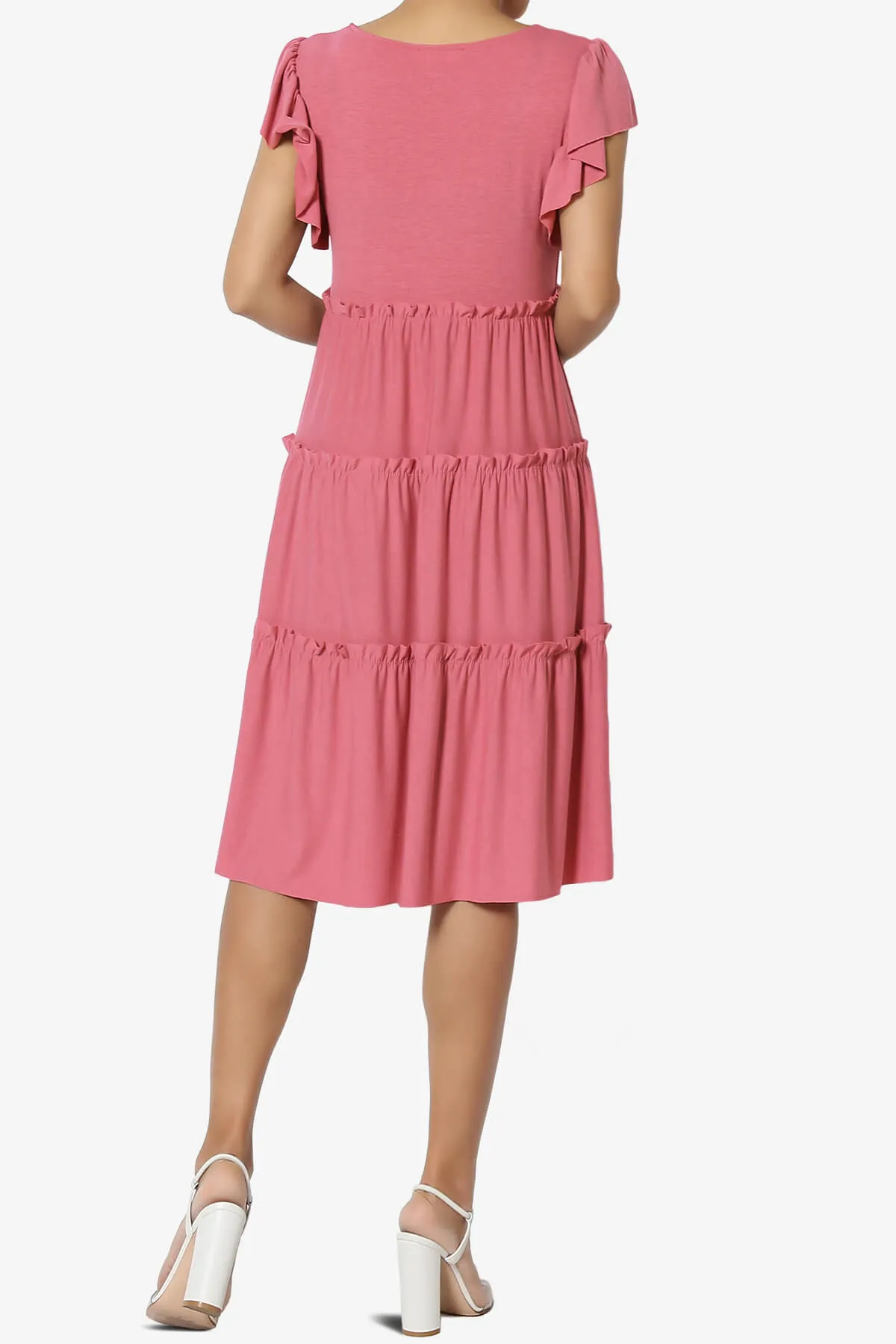 Minka Flutter Sleeve Tiered Ruffle Dress PLUS