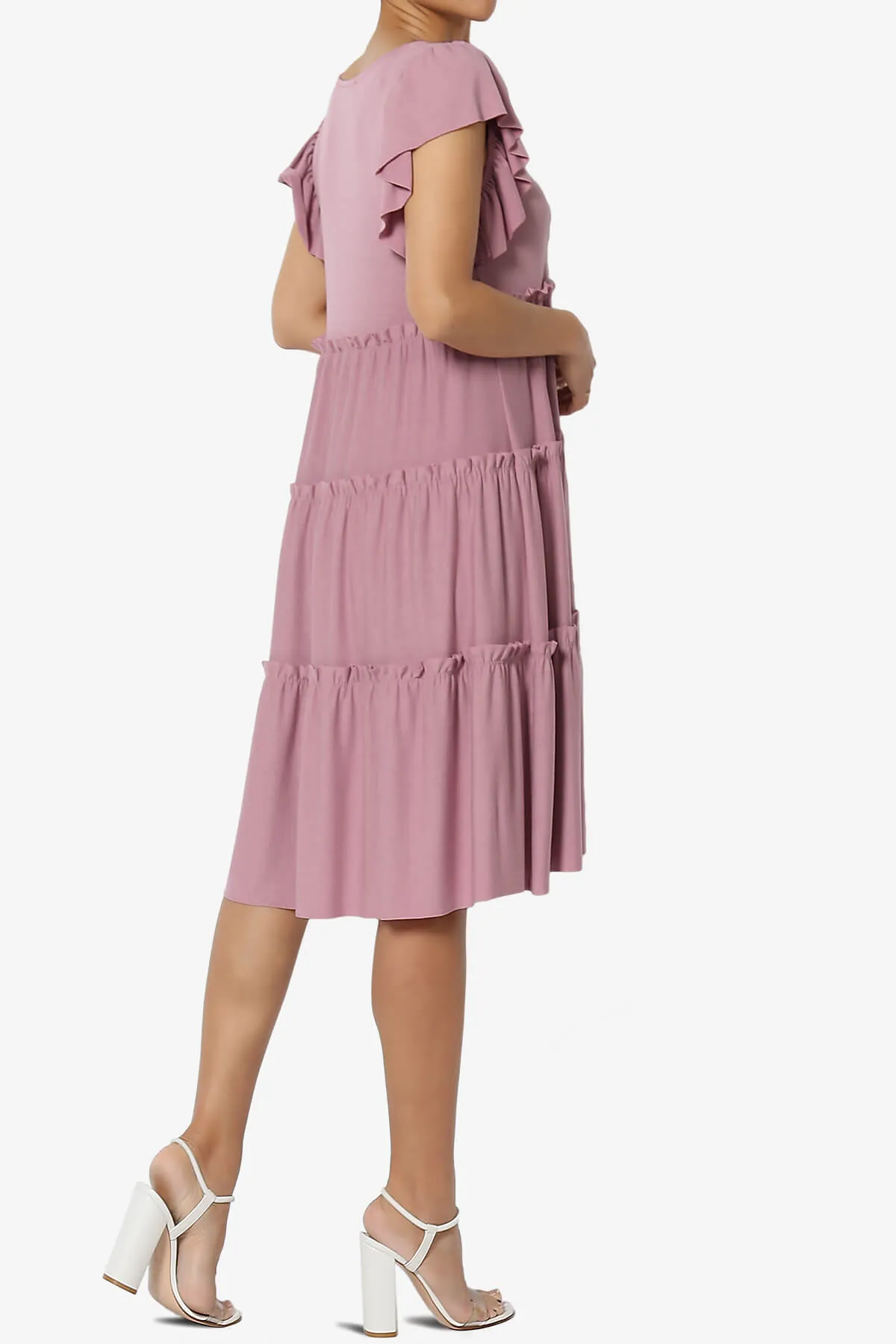 Minka Flutter Sleeve Tiered Ruffle Dress PLUS
