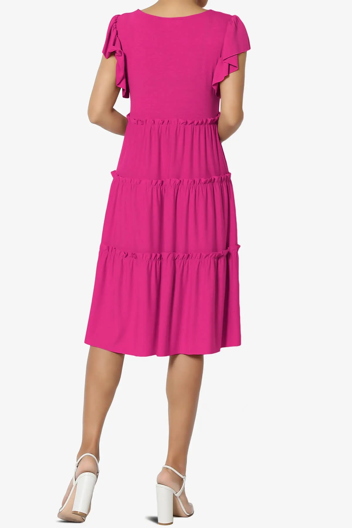 Minka Flutter Sleeve Tiered Ruffle Dress PLUS