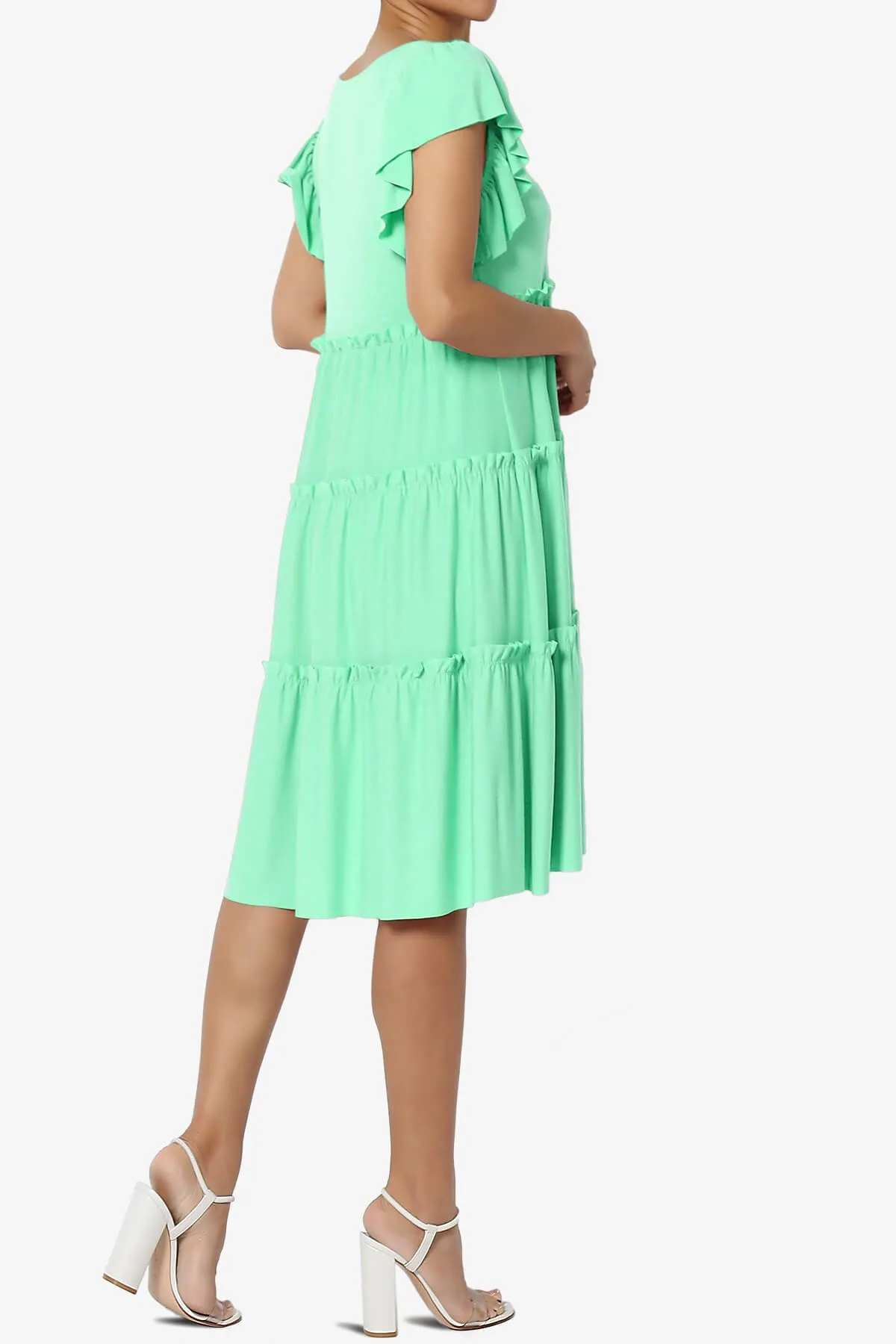 Minka Flutter Sleeve Tiered Ruffle Dress PLUS
