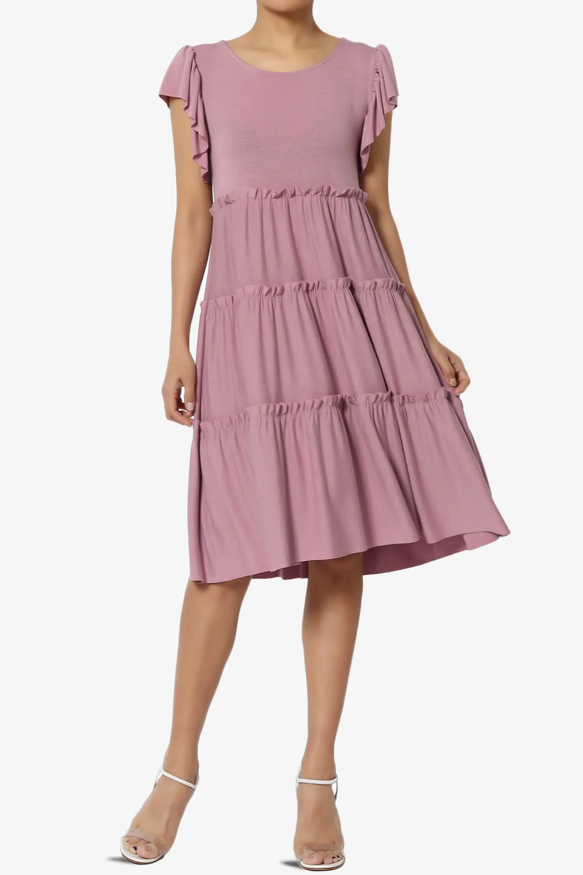 Minka Flutter Sleeve Tiered Ruffle Dress PLUS