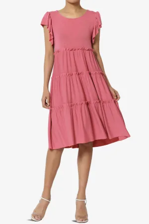 Minka Flutter Sleeve Tiered Ruffle Dress PLUS